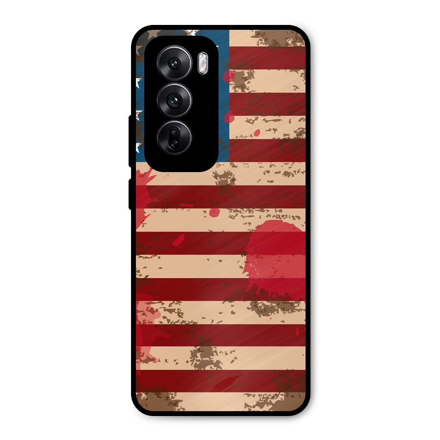 Grunge USA Flag Metal Back Case for Oppo Reno12