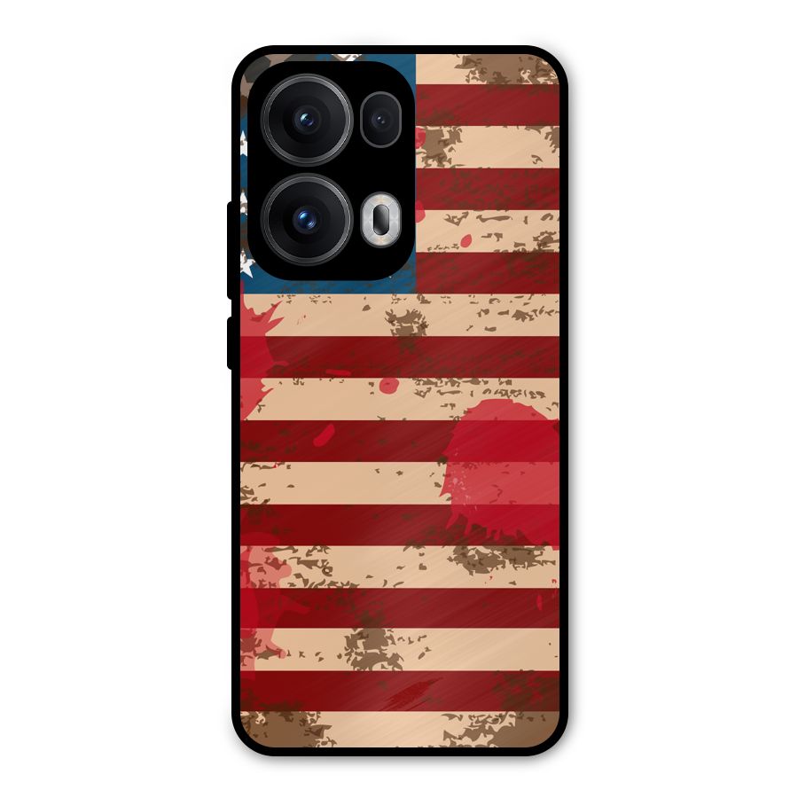 Grunge USA Flag Metal Back Case for Oppo Reno13 Pro
