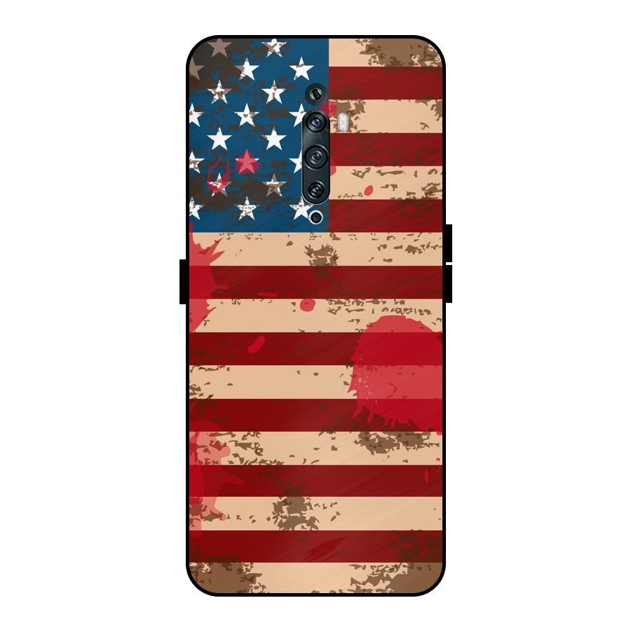 Grunge USA Flag Metal Back Case for Oppo Reno2 F