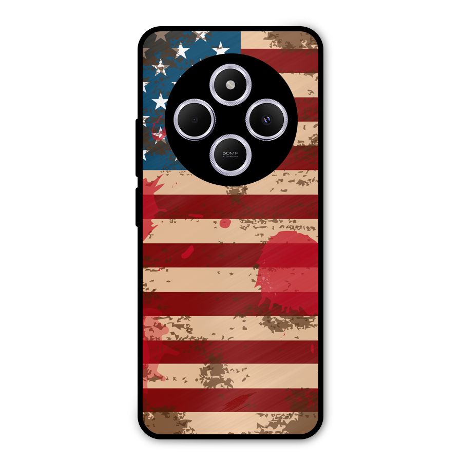 Grunge USA Flag Metal Back Case for Poco C75 5G