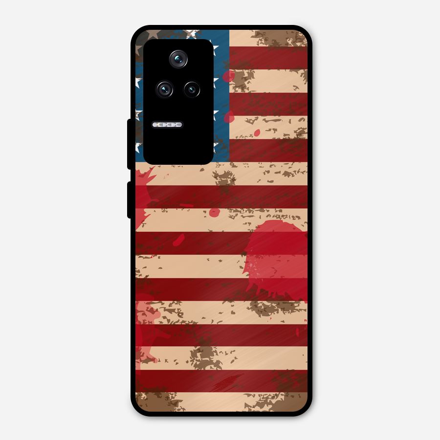 Grunge USA Flag Metal Back Case for Poco F4 5G