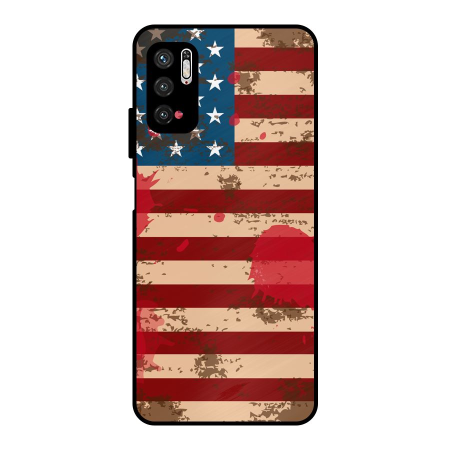 Grunge USA Flag Metal Back Case for Poco M3 Pro 5G