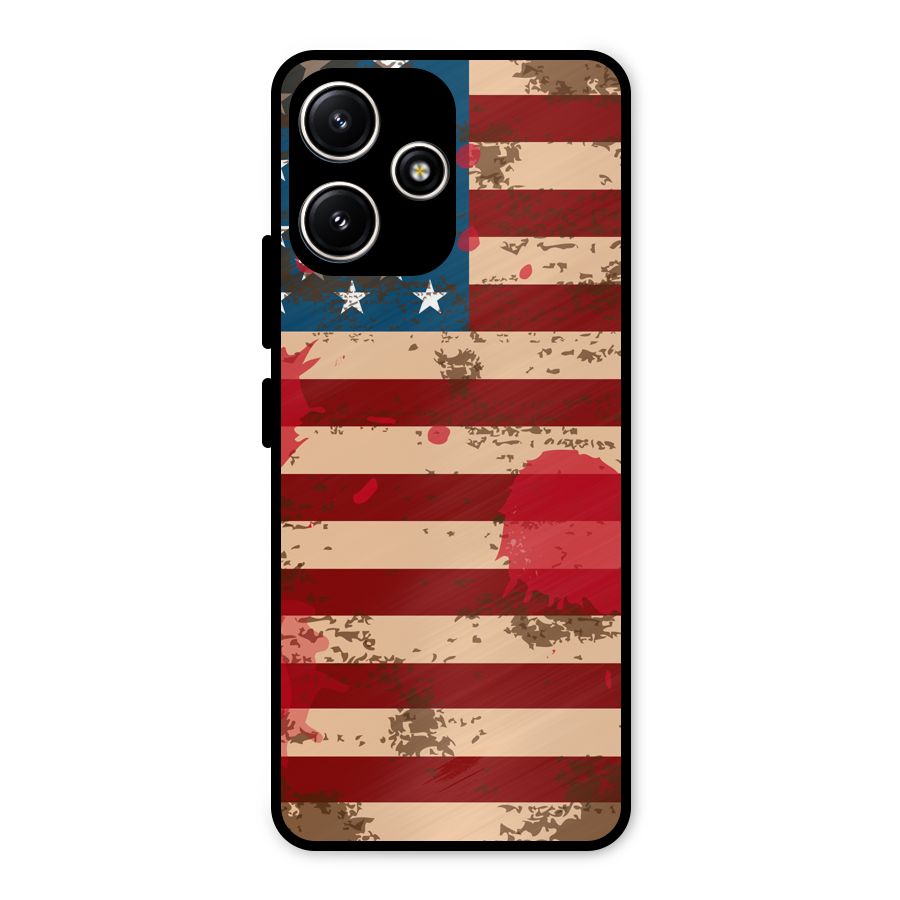 Grunge USA Flag Metal Back Case for Poco M6 Pro