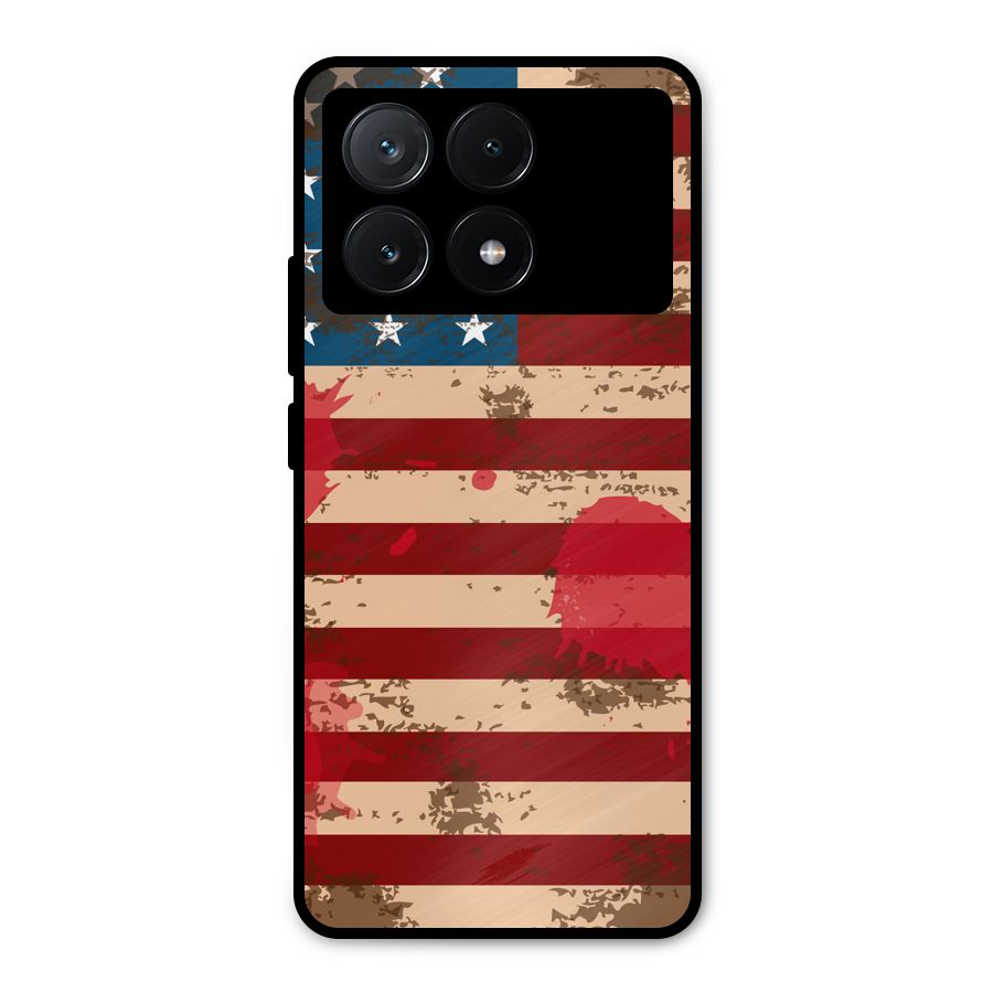 Grunge USA Flag Metal Back Case for Poco X6 Pro