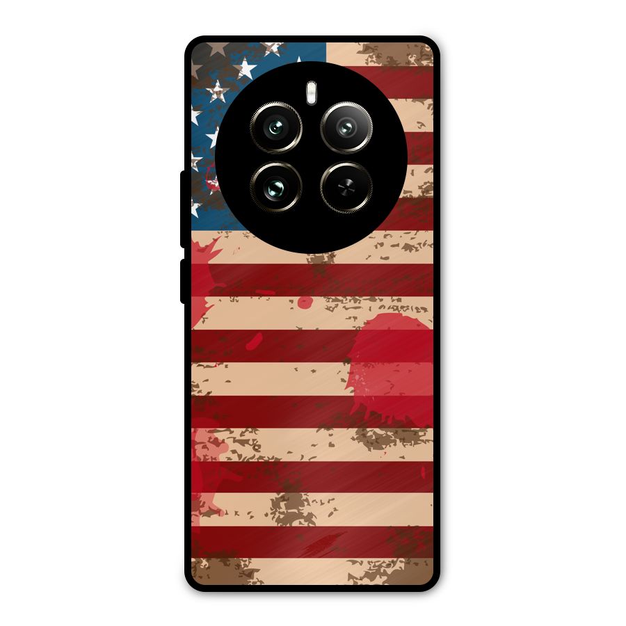 Grunge USA Flag Metal Back Case for Realme 12 Pro