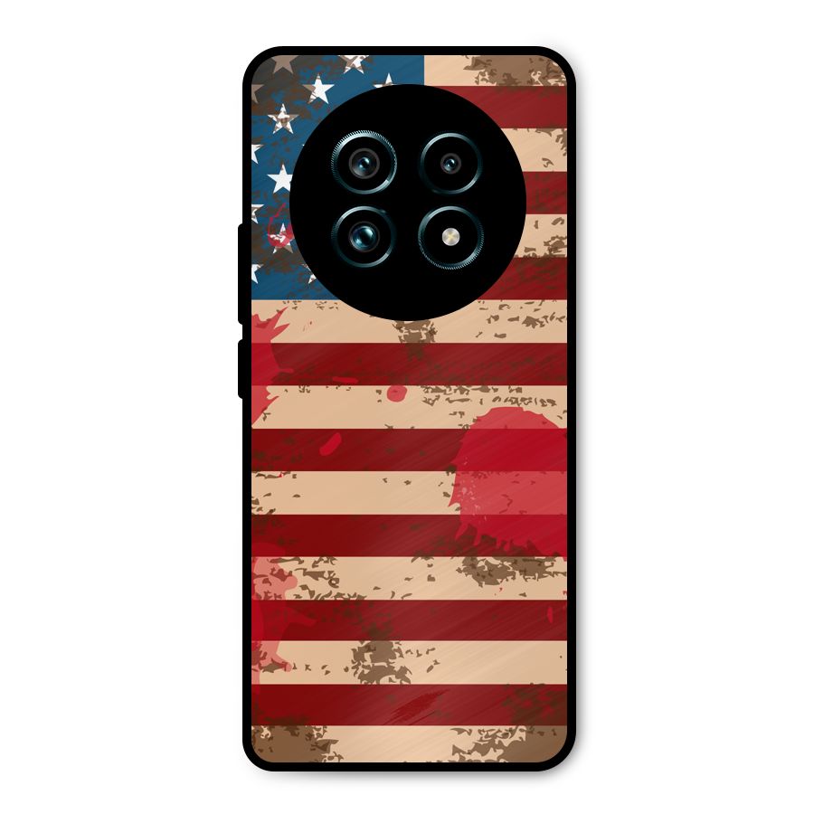 Grunge USA Flag Metal Back Case for Realme 13 Pro Plus