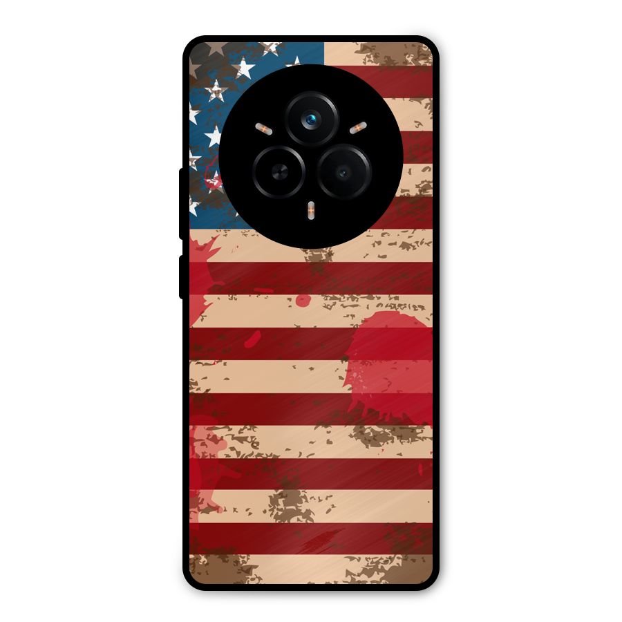 Grunge USA Flag Metal Back Case for Realme 14 Pro