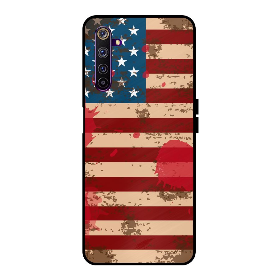 Grunge USA Flag Metal Back Case for Realme 6 Pro