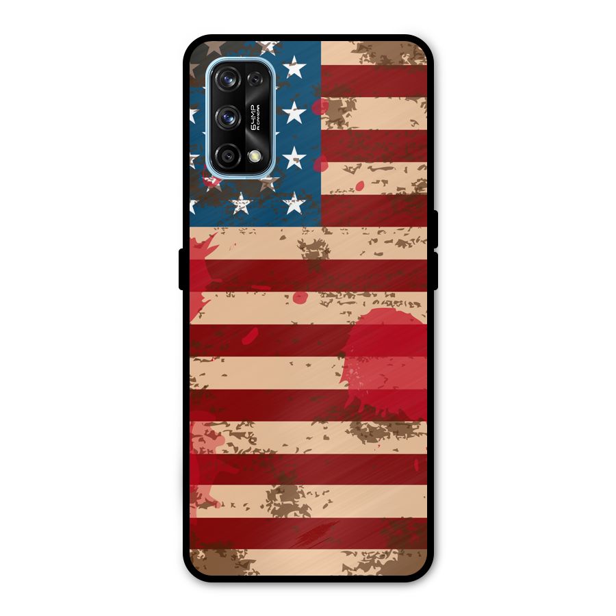 Grunge USA Flag Metal Back Case for Realme 7 Pro