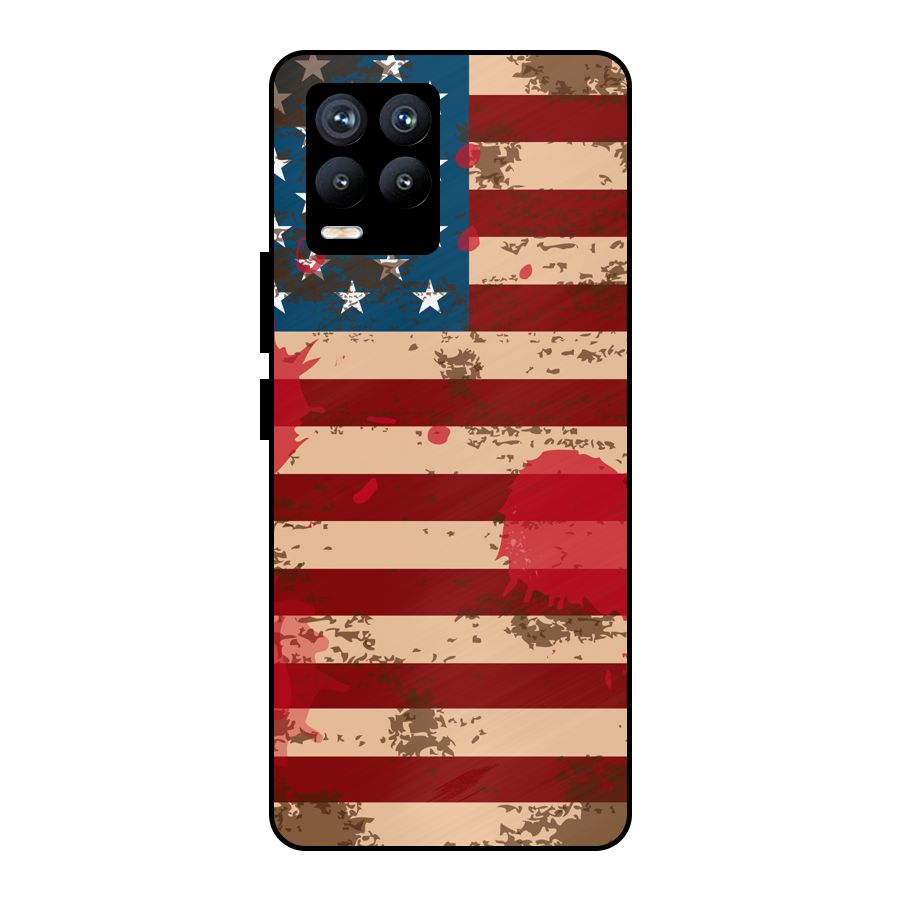 Grunge USA Flag Metal Back Case for Realme 8 Pro