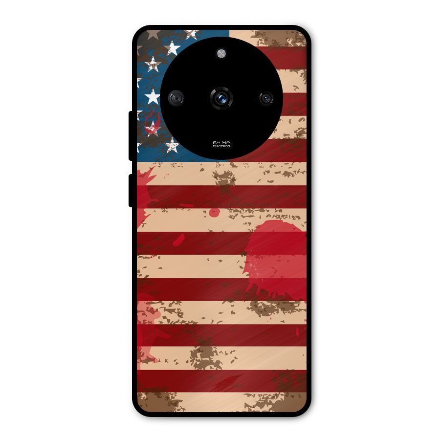 Grunge USA Flag Metal Back Case for Realme Narzo 60 5G