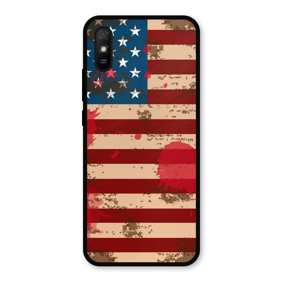Grunge USA Flag Metal Back Case for Redmi 9i