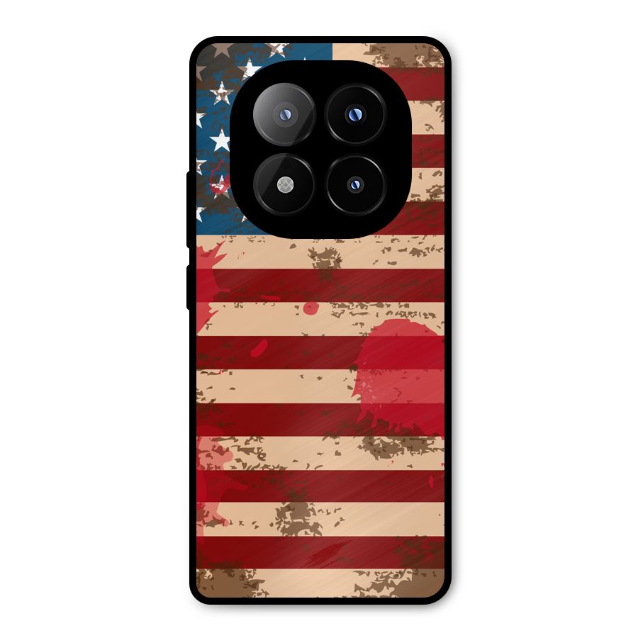 Grunge USA Flag Metal Back Case for Redmi Note 14 Pro Plus 5G