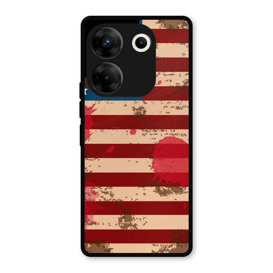 Grunge USA Flag Metal Back Case for Tecno Camon 20 Pro