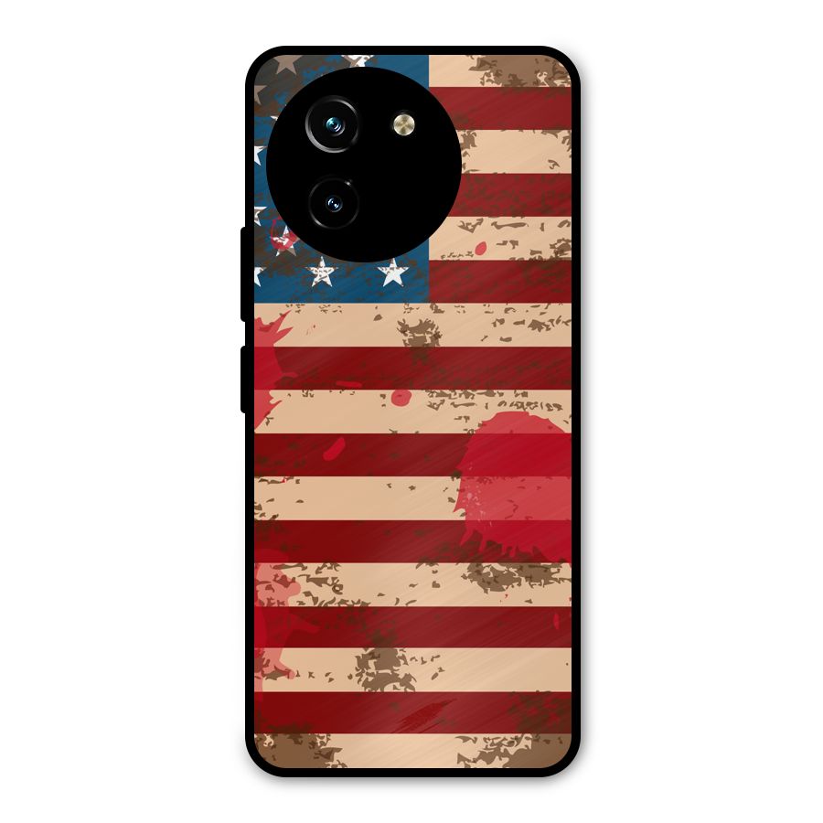 Grunge USA Flag Metal Back Case for Vivo T3x