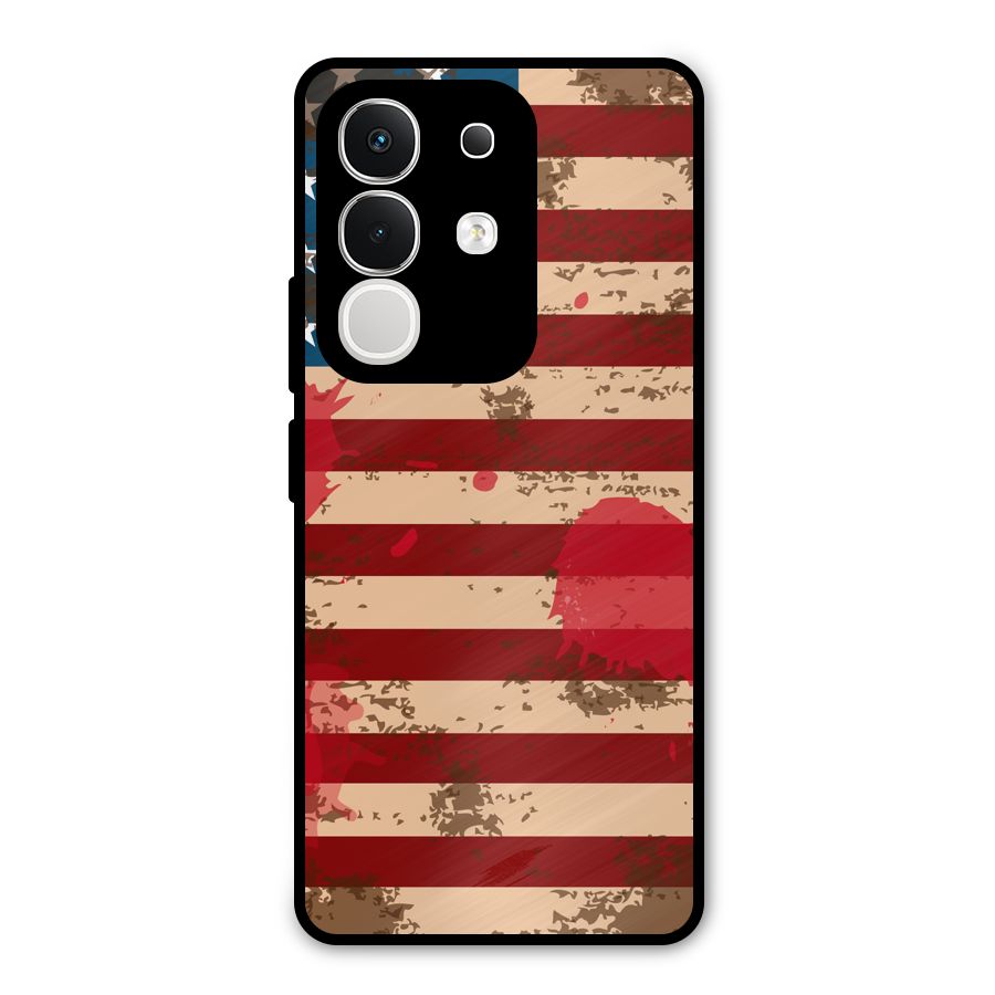 Grunge USA Flag Metal Back Case for Vivo T4x