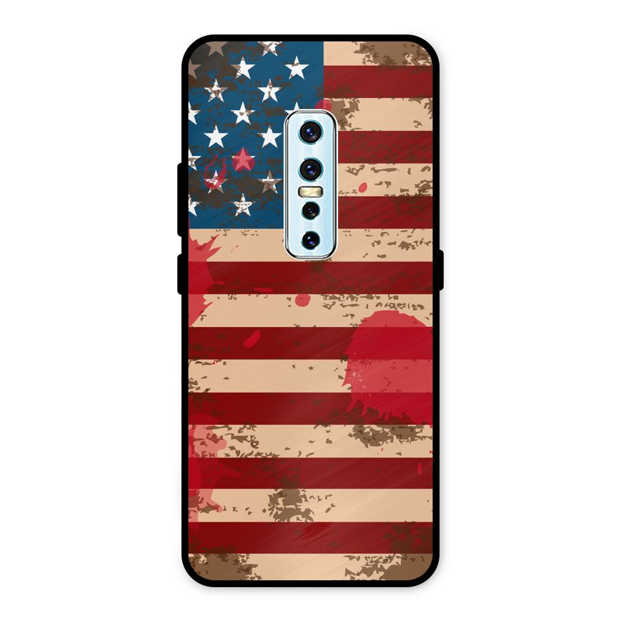 Grunge USA Flag Metal Back Case for Vivo V17 Pro