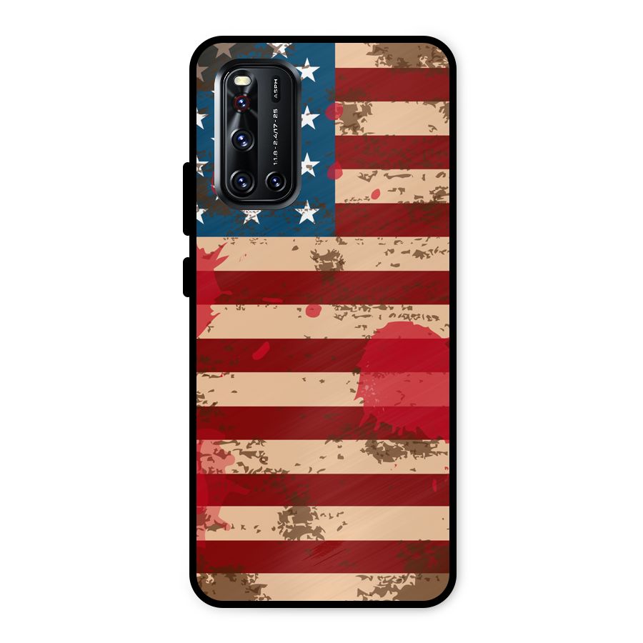 Grunge USA Flag Metal Back Case for Vivo V19