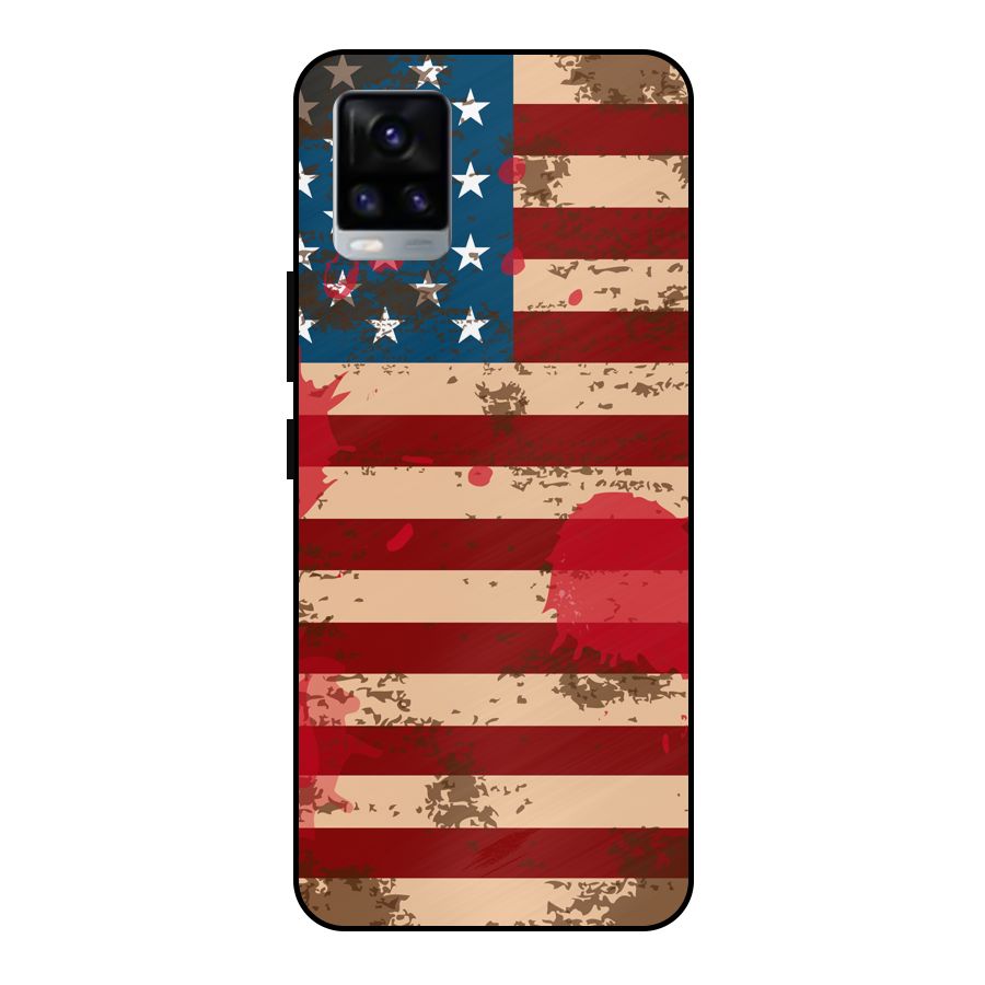 Grunge USA Flag Metal Back Case for Vivo V20
