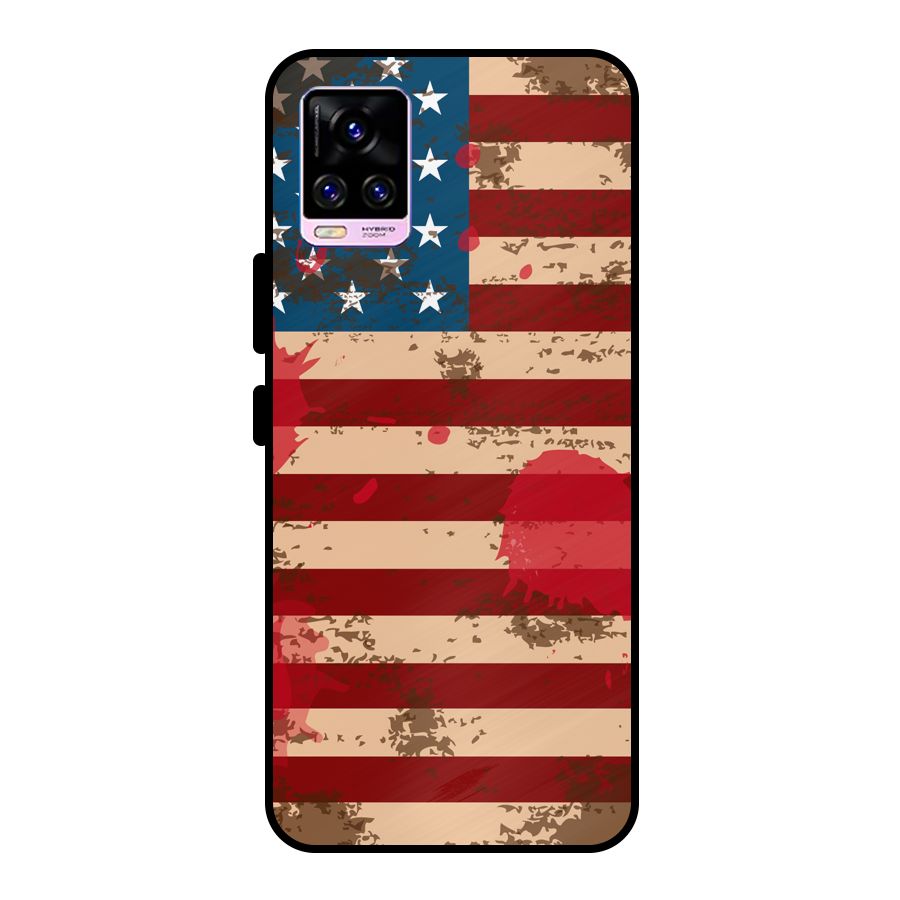 Grunge USA Flag Metal Back Case for Vivo V20 Pro