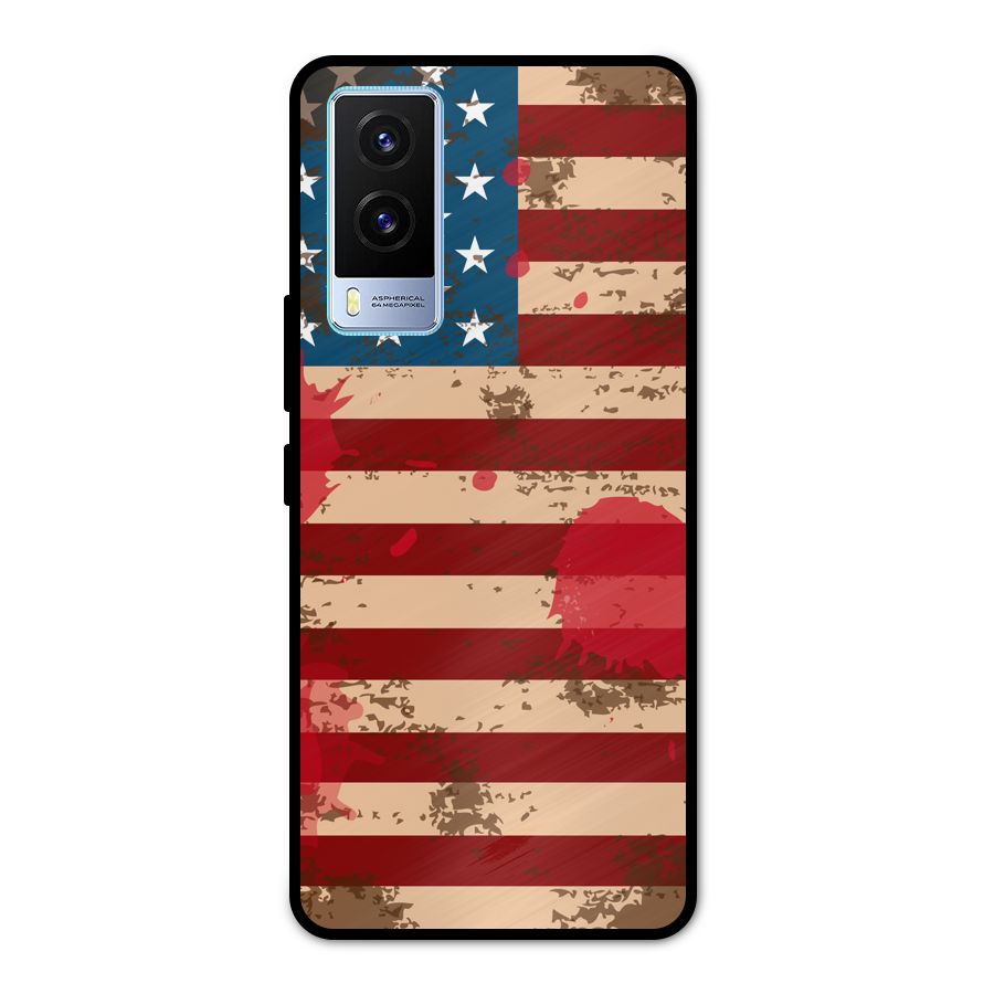 Grunge USA Flag Metal Back Case for Vivo V21e 5G