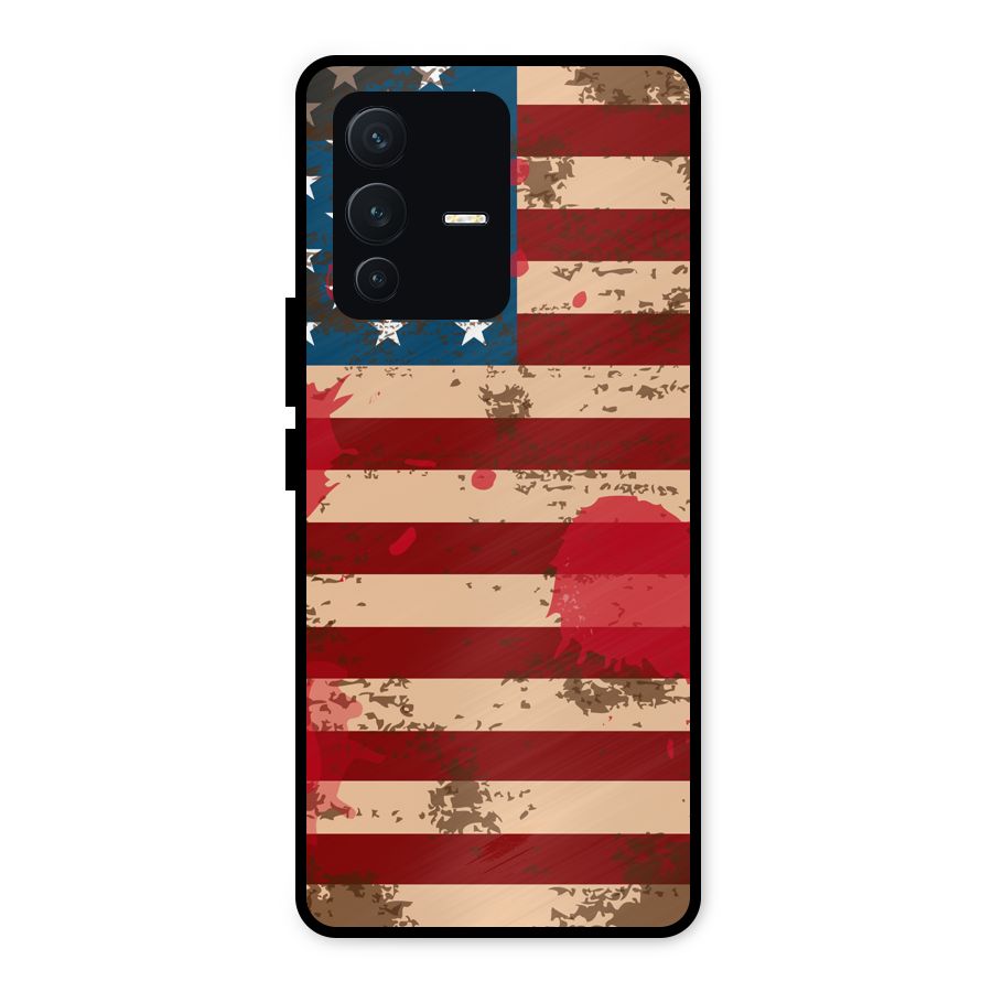 Grunge USA Flag Metal Back Case for Vivo V23 5G