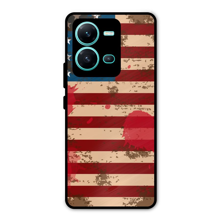 Grunge USA Flag Metal Back Case for Vivo V25