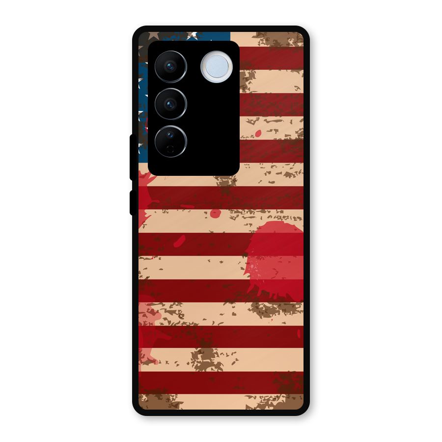 Grunge USA Flag Metal Back Case for Vivo V27