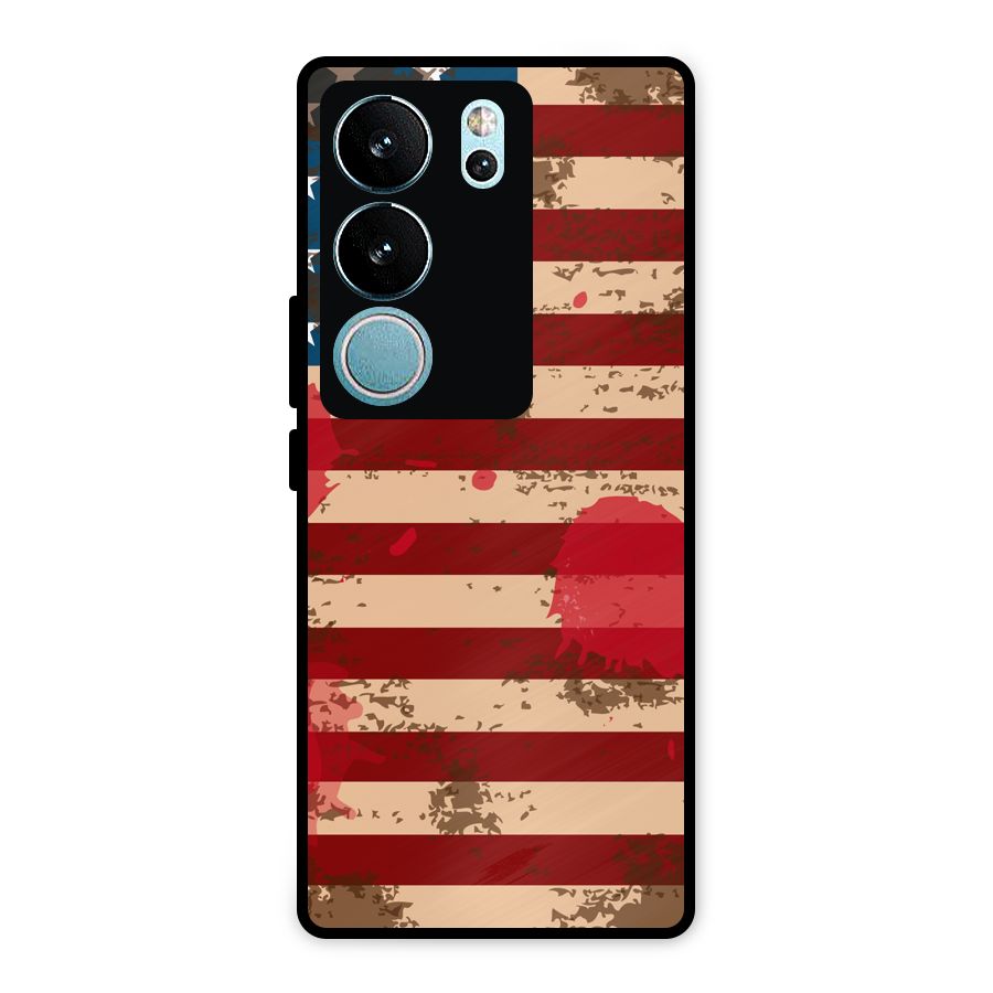 Grunge USA Flag Metal Back Case for Vivo V29