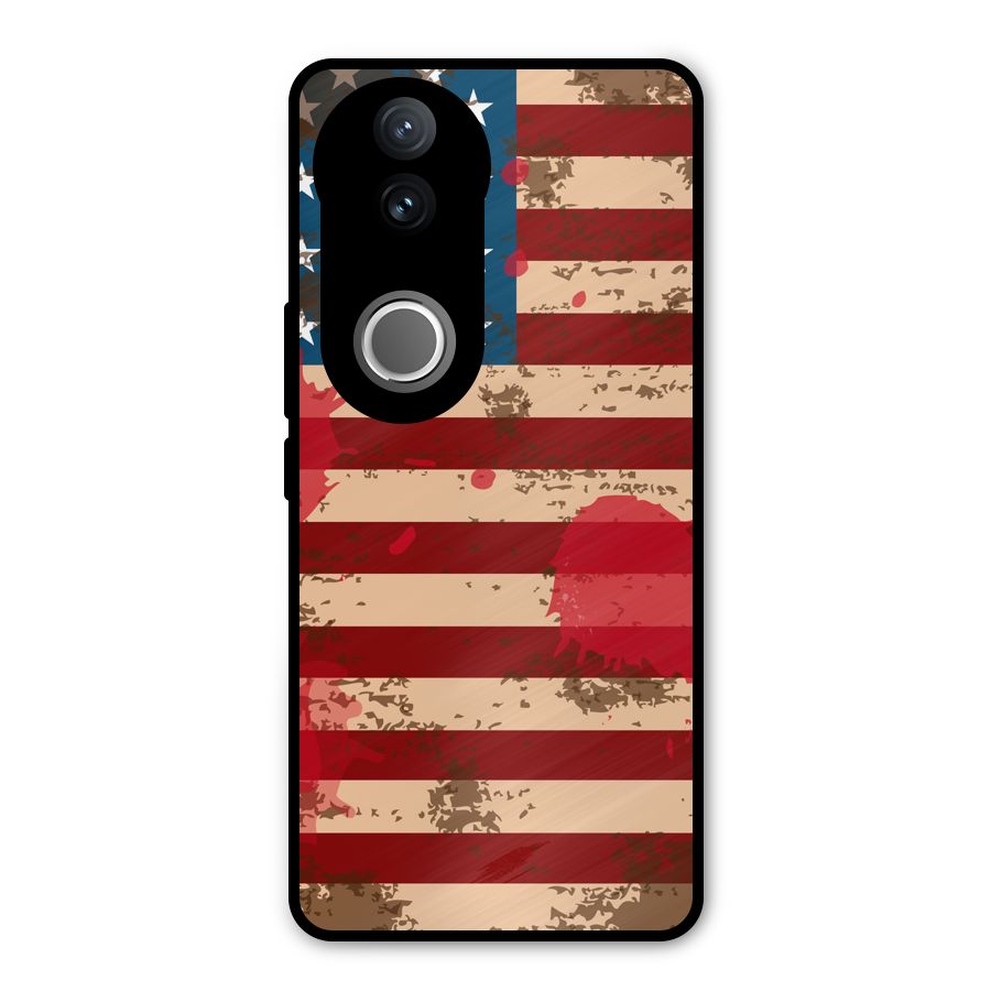 Grunge USA Flag Metal Back Case for Vivo V50e