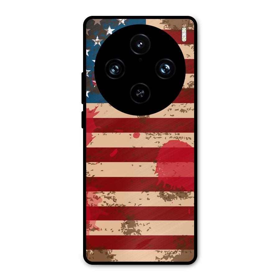 Grunge USA Flag Metal Back Case for Vivo X100 Pro