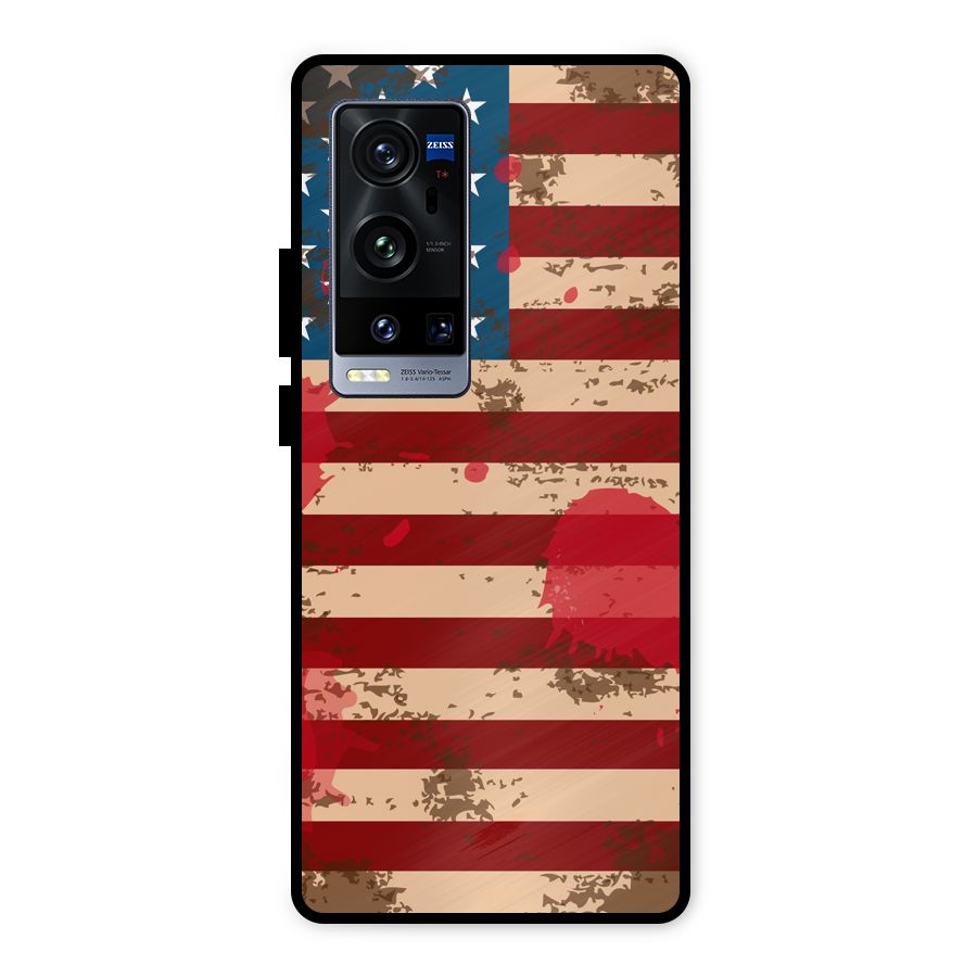 Grunge USA Flag Metal Back Case for Vivo X60 Pro Plus