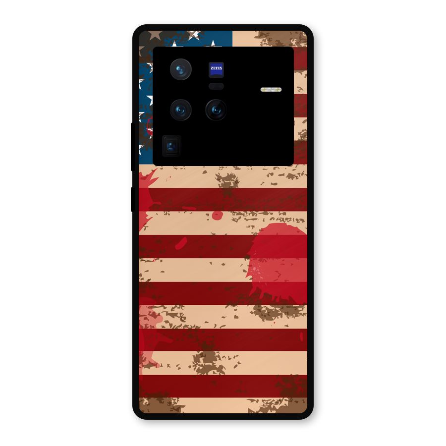 Grunge USA Flag Metal Back Case for Vivo X80 Pro