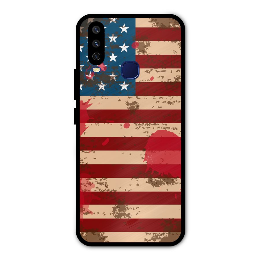 Grunge USA Flag Metal Back Case for Vivo Y15
