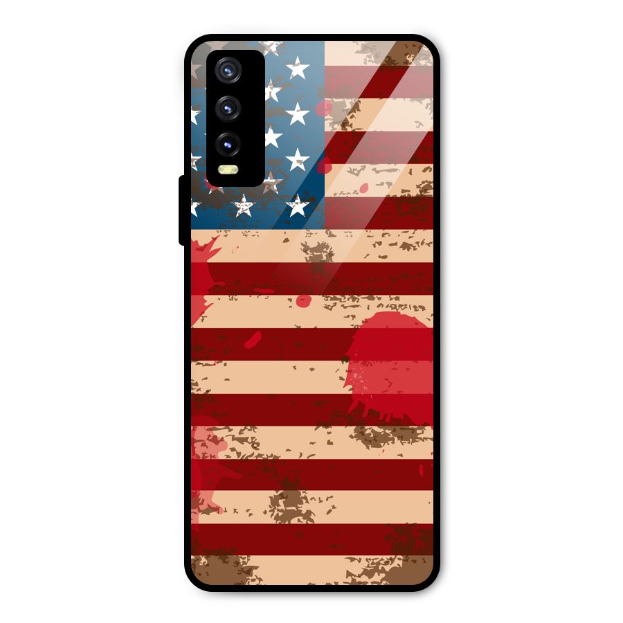 Grunge USA Flag Metal Back Case for Vivo Y20