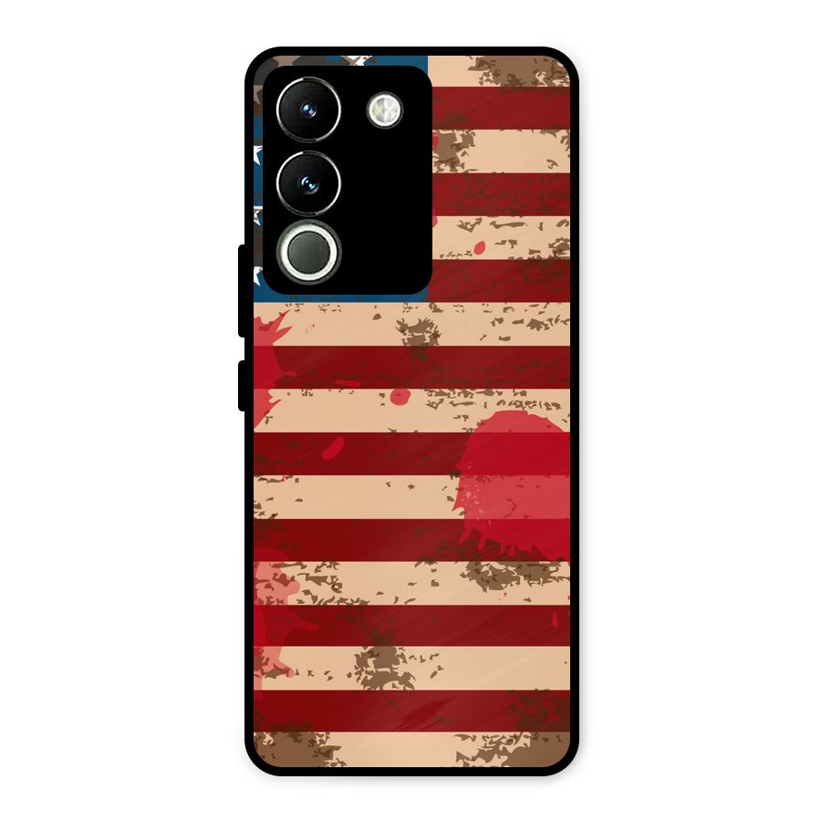 Grunge USA Flag Metal Back Case for Vivo Y200