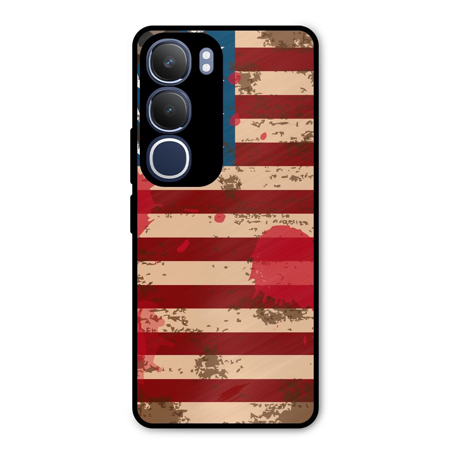 Grunge USA Flag Metal Back Case for Vivo Y29