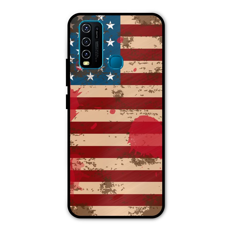 Grunge USA Flag Metal Back Case for Vivo Y50