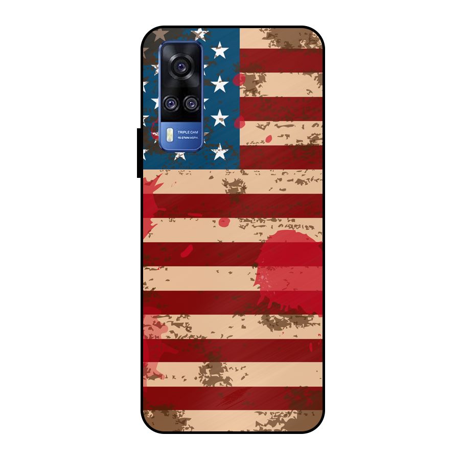 Grunge USA Flag Metal Back Case for Vivo Y51