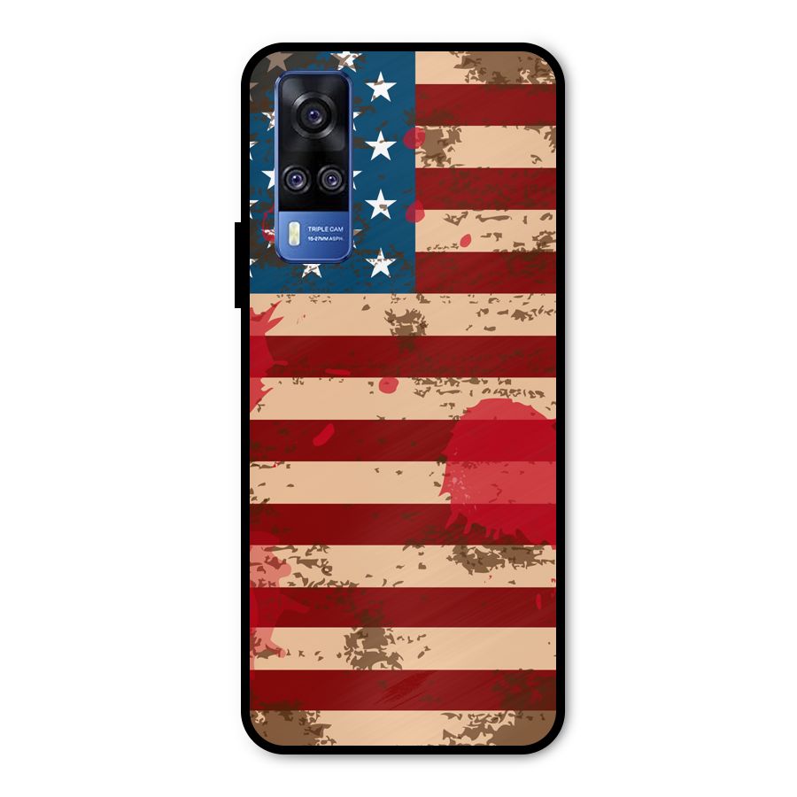 Grunge USA Flag Metal Back Case for Vivo Y51A