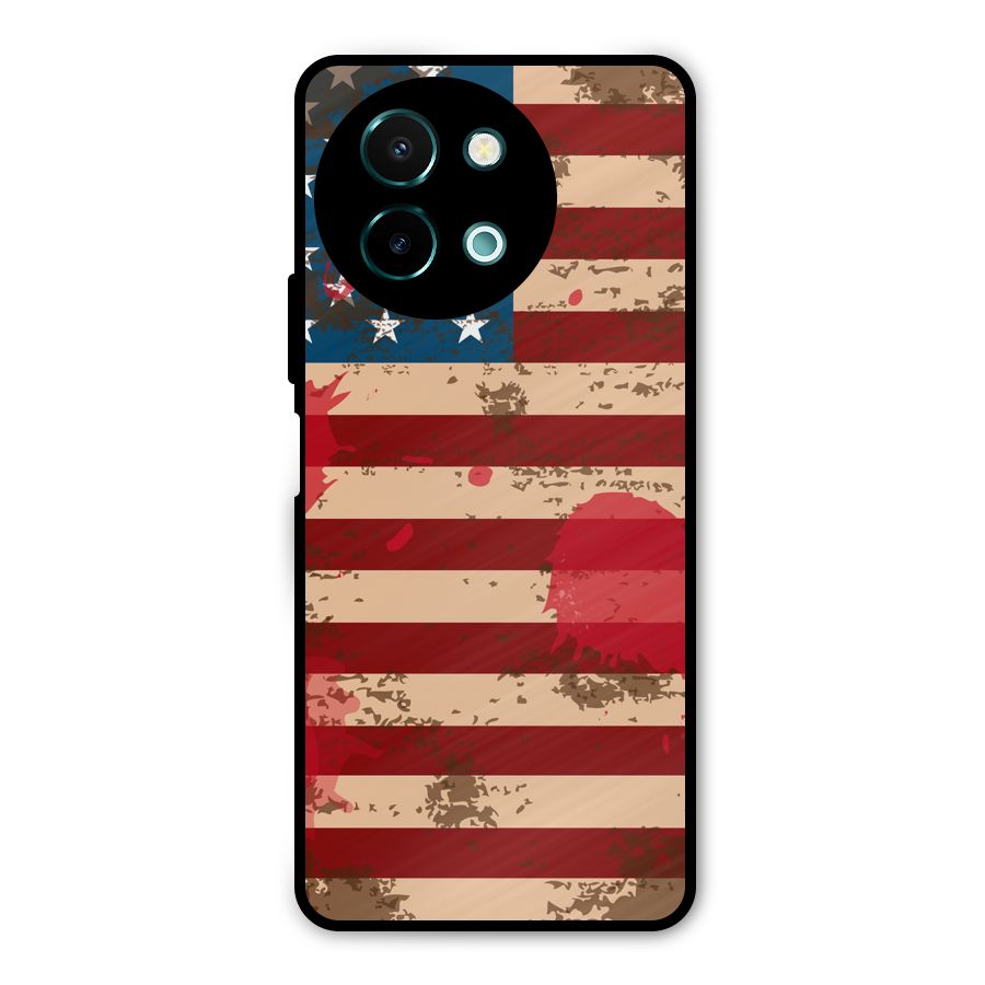 Grunge USA Flag Metal Back Case for Vivo Y58