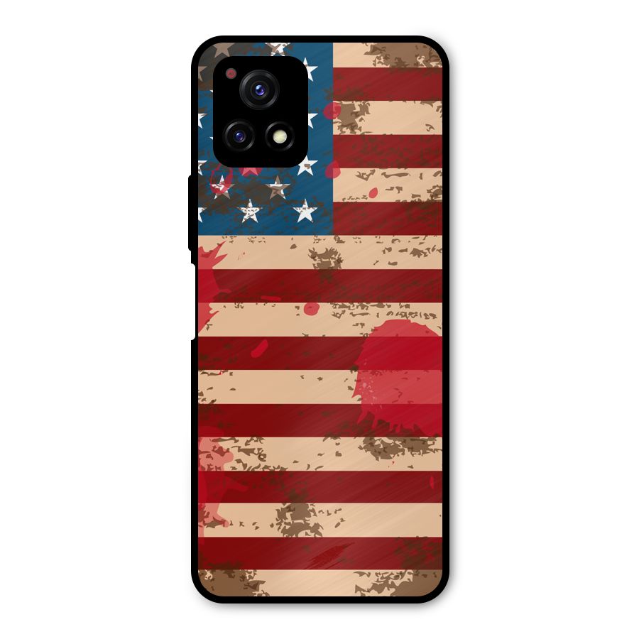 Grunge USA Flag Metal Back Case for Vivo Y72 5G