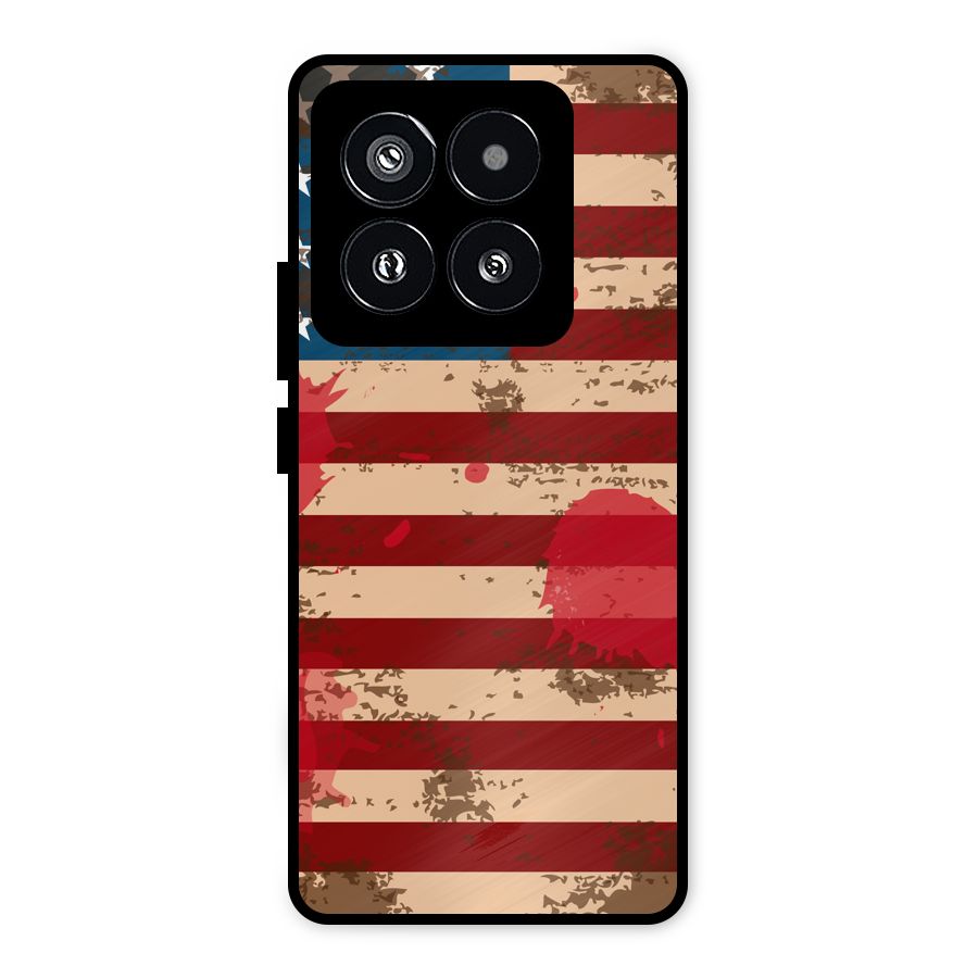 Grunge USA Flag Metal Back Case for Xiaomi 14 Pro