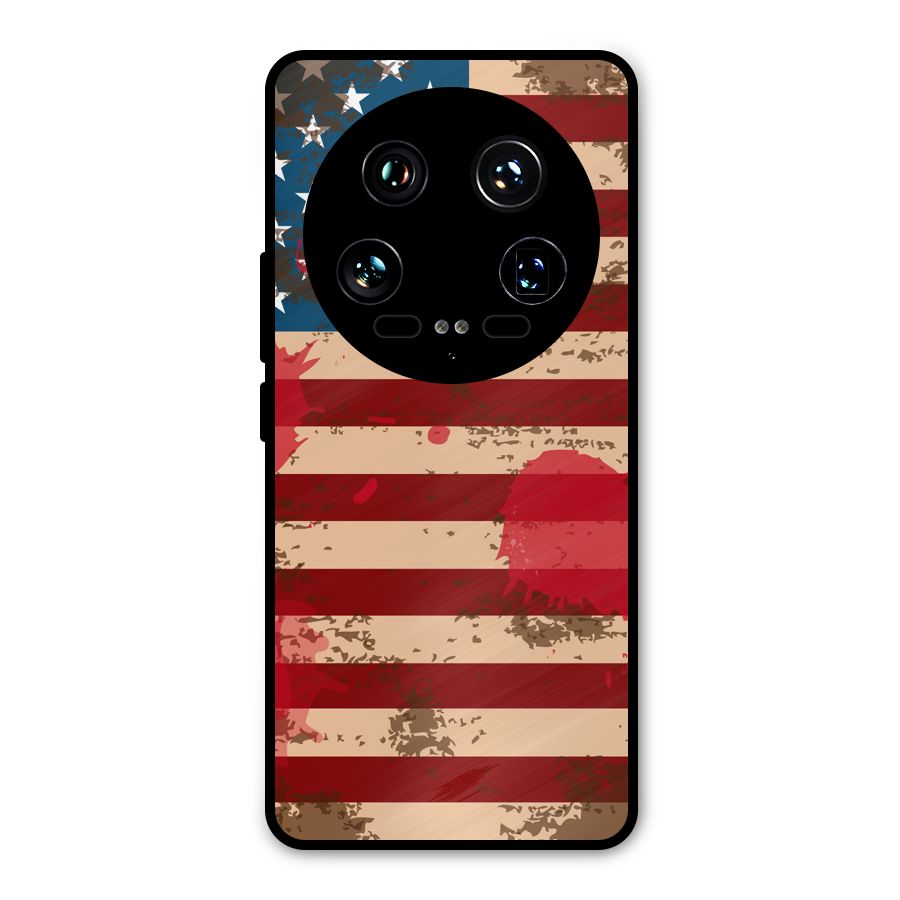 Grunge USA Flag Metal Back Case for Xiaomi 14 Ultra