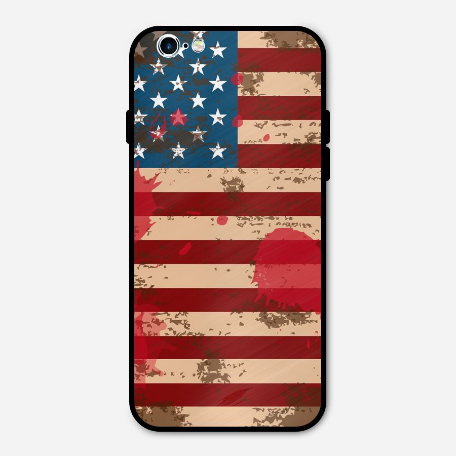 Grunge USA Flag Metal Back Case for iPhone 6 6s