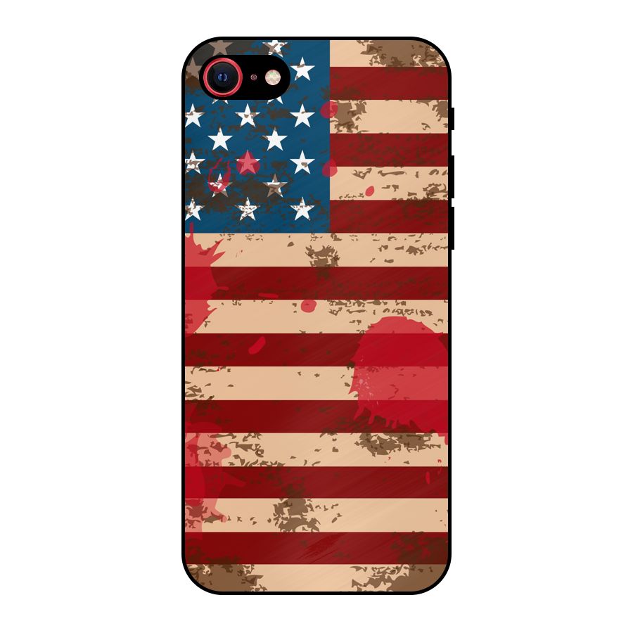 Grunge USA Flag Metal Back Case for iPhone 7