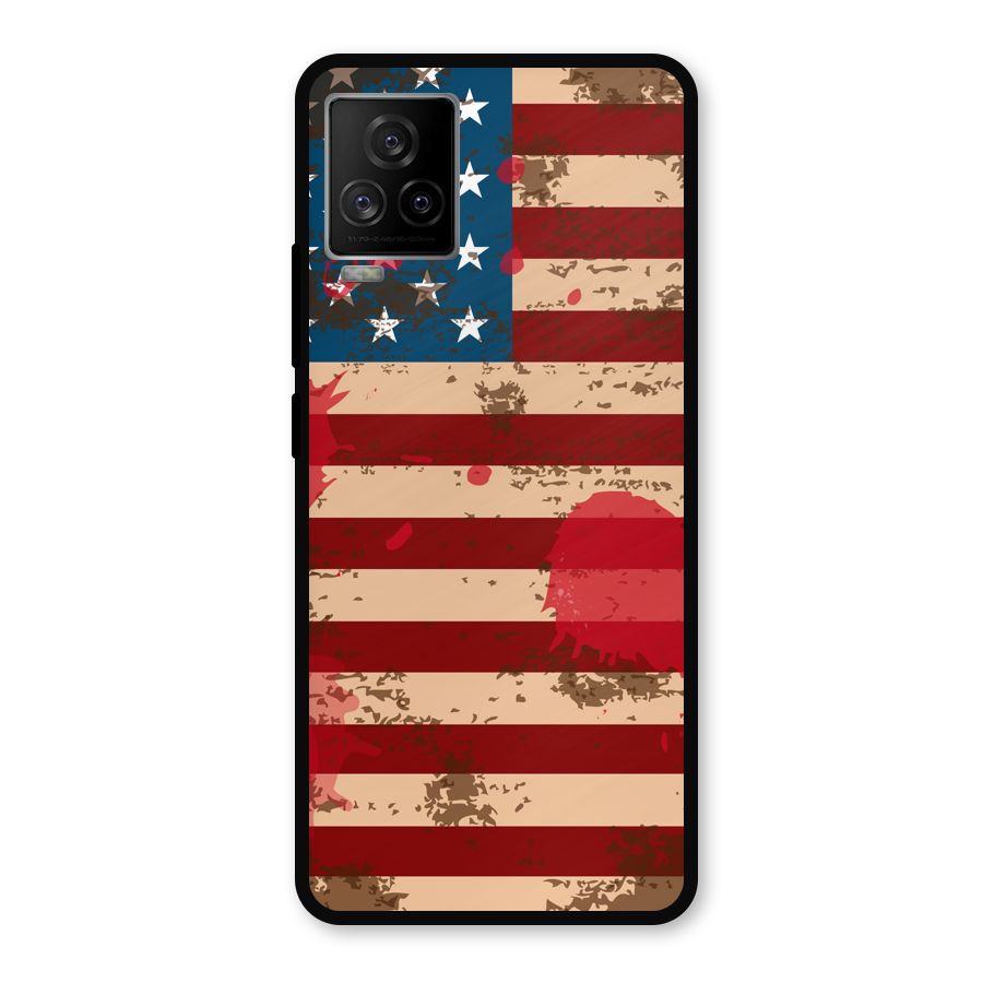 Grunge USA Flag Metal Back Case for iQOO 7 Legend 5G