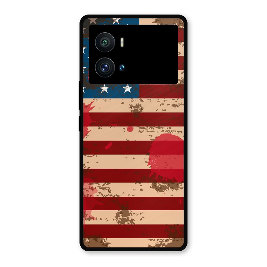 Grunge USA Flag Metal Back Case for iQOO 9 Pro