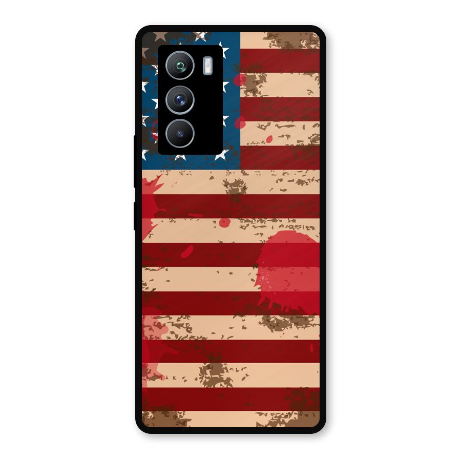 Grunge USA Flag Metal Back Case for iQOO 9 SE