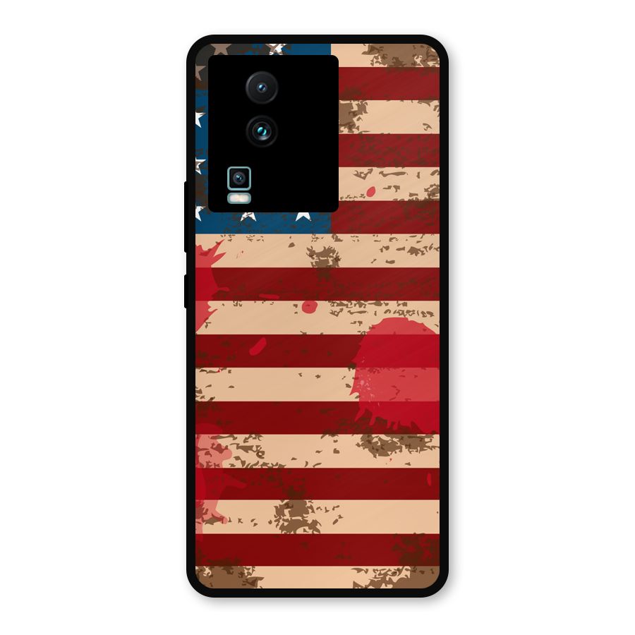 Grunge USA Flag Metal Back Case for iQOO Neo 7